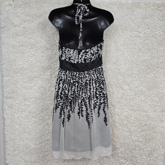 Express Dress Medium Black White Silk Mini Halter Babydoll Y2K Fairy Whimsigoth - Picture 6 of 16